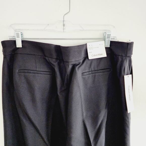 Calvin Klein Black Pleated Straight Leg Suit Pants Trousers Side Zipper Size 14 - Picture 5 of 6